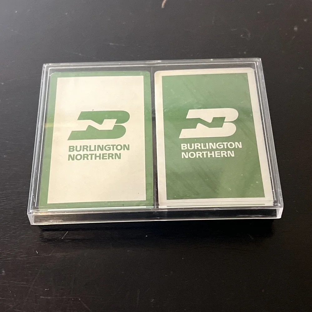 SEALED Burlington Northern Railroad Playing Cards Double Deck Green White